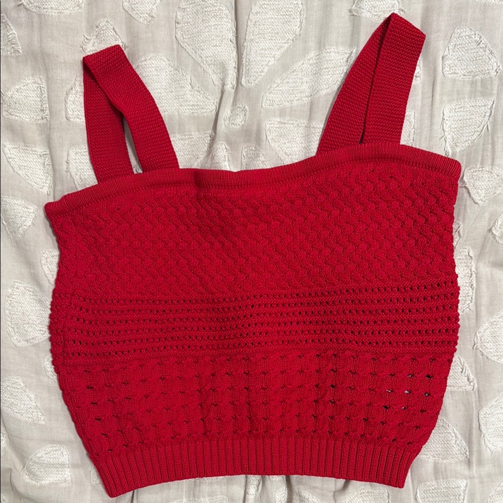 Astr Red Ribbed Crop Tank Top like new. Size small - Picture 8 of 8